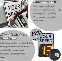 ZHPPED Solar Powered Led Speed Limit Signs, 20"x27"/24"x35" Rust Proof Aluminum Radar Speed Detector 2 Digital Speed Detector for Streets & Neighborhoods, Waterproof White-24''X35''