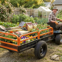 Heavy Duty Utility Trailer, 1500 LB Capacity, 15 Cu.Ft ATV Trailer Pull Behind with Removable Sides & All Terrain Tires, Lawn Tractor Dump Cart for Garden Yard, Orange