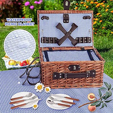 ASWRTYJO Picnic Basket Picnic Hamper 25 Pcs for 4People Picnic Suitcase Set Cutlery Ice Bag Organizers Wicker Baskets Decor