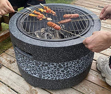 Large Fire Pit Fire Bowl with Grill Gray Cast Iron Brazier Heater Multifunctional Camping Bowl BBQ for Backyard,Camping,Picnic,Bonfire,Garden (Black) (Black) (Black)