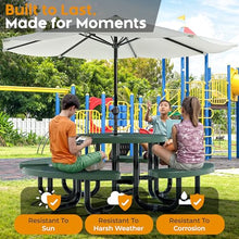 OUTTANS Commercial Metal Picnic Table (Green, 38in, Kids, Expanded Steel)