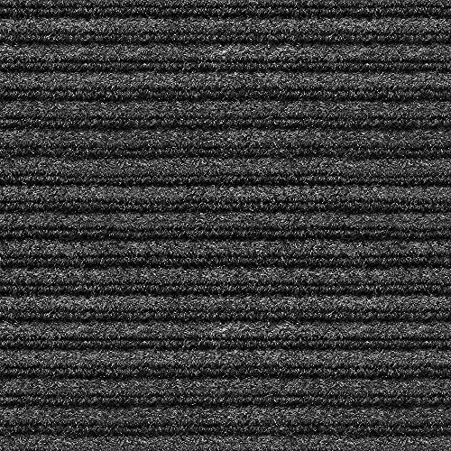 House, Home and More Indoor Outdoor Double-Ribbed Carpet Skid-Resistant Rubber Backing Smokey Black 6x50 Feet