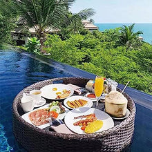 Floating Tray Swimming Pool Floating Beverage Bar, Luxury Serving Tray Pool Accessories for Adults Beach Water Breakfast Plate Pool Drink Holder brown-80cm