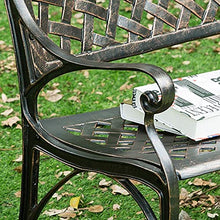 E Stool Kindergarten Bench Park Chairs The Metal Bench in The Courtyard has a backrest 2-Person Seat Cast Aluminium Lounge Chair Can be Used for Balcony/Corridor/Patio (Black + Matt)