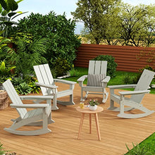 WestinTrends Ashore Patio Rocking Chairs Set of 4, All Weather Poly Lumber Plank Adirondack Rocker Chair, Modern Farmhouse Outdoor Rocking Chairs for Porch Garden Backyard and Indoor, Sand