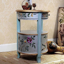 Couch End Table Retro Side Table, Round Light Luxury Coffee Table Sofa Side Table with Drawer and Storage Cabinet,Corner Table Simple End Table Tea Table for Living Room, Nightstand for Bedroom Corner