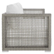 Modway Aura Wicker Rattan Outdoor Patio Sofa Couch in Gray White
