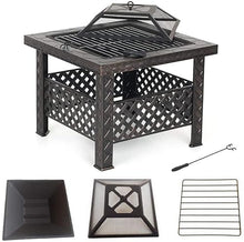 BBQ Grill Outdoor Outdoor Fire Pit with BBQ Grill Shelf Metal Garden Fireplace Patio Firepit Stove Brazier Outdoor Fireplace BBQ Grill Poker,Outdoor Fire Pits