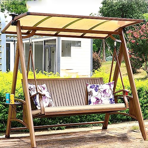 uhyOHF Outdoor Garden Swing Solar Rocking Chair Hammock Porch Swing Garden Swing Chair Canopy Swing Suitable for Garden Pool Side (B)