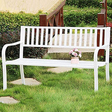 KLYCHF Garden Bench Outdoor Bench Patio Bench Front Porch Furniture Park Terrace Garden Benches Outdoor Cast Iron Bench Seat (with Foam Cushion) 2-Sea