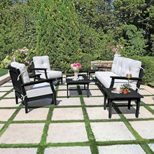 highwood Lehigh 6-Piece Couch, Coffee Table, and Chair Deep Seating Set, with Sunbrella Cushions in Bliss Linen, Black Frame