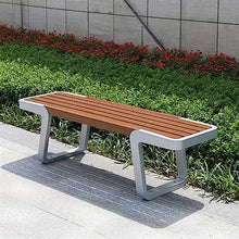 Park Patio Seat Solid Wood Park Chair 62.9 Inch 2 Seat Outdoor Leisure Bench Backless With Durable Stainless Steel Legs And Thickened L