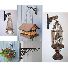 2 Cast Iron Plant Stands for Hanging Flower Baskets, Flower Basket Wall Hooks with Screws, Metal Wall-Mounted Flower Stands