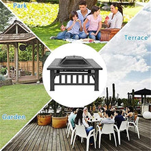 KOMFGT Fire Pit, 32'' Iron Fire Pit Outdoor Patio Camping Bonfire Bronze Outdoor Fireplace Fire Bowl with Spark Sn, Suitable