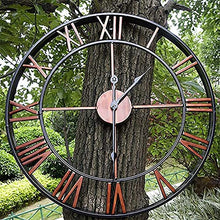 EHVYBDX Large Wall Clock Outdoor Garden Roman Numeral Wrought Iron Clock Waterproof Metal Interior Decoration Quartz Wall Clock Retro Decoration Silent Clock
