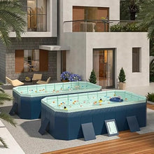 118" Foldable PVC Swimming Pool, Portable Above Ground Family Pool, Blue