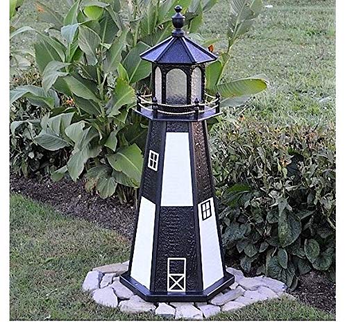 Backyard Crafts Amish-Made Cape Henry, VA Replica Lighthouse with Solar-Powered LED Lighting, 48" Tall