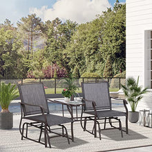 Two-Seat Patio Glider Chairs with Table, Outdoor Rocking Lounge Chairs for Backyard, Garden, Porch