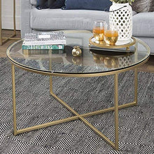 GAAHRQQQ End Tables Round Coffee Table Tempered Glass + Gold Iron e Living Room Side Table Sofa Table Balcony Garden Leisure Table 23.6''x17.7''