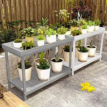 Garden Pot Bench Table, 2-Tier Plant Shelf,Indoor Outdoor Flower Pot Display Shelf Rack, Multiple Ladder Stand Planter Holder (Color : Grey, Size : 110x60x85cm)