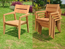 TeakStation 6 Seater Grade-A Teak Wood 7 Pc Dining Set: 72" Round Table and 6 Vellore Stacking Arm Chairs #TSDSVL34