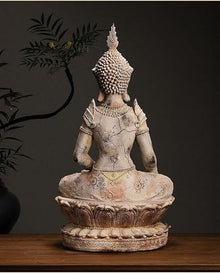 Fretkins Thai Buddha Statue Shakyamuni -Weathered Stone Look Garden Sculpture for Zen Outdoor & Home Decor(09030(30 * 23.5 * 54))