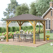 Outsunny 10' x 12' Hardtop Gazebo with Galvanized Steel Roof, Wooden Frame, Brown