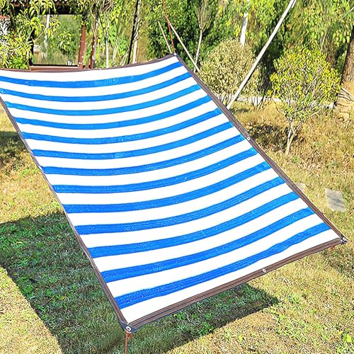 75% UV protection Sunshade Net Mesh Sail Sun Shelters,Blue and White Sunscreen Fabric Shade Netting,Use in Striped Car Plant Insulation Shading Net (10mx45m/32.8ftx147.6ft)