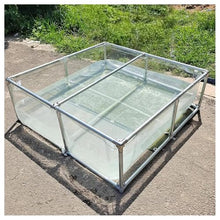 Zfmnoyev Large Outdoor Aquarium Pool Pond with Clear Viewing Window, Foldable Bring Koi Pond with Drain Valve, for Garden Support Fish Breeding Swimming Pool(1.5x1.5x0.4 m)