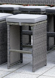Furniture of America Nica Modern Aluminum Frame and Fabric Padded Patio Bar Stools with Footrest, UV, Water Resistant, Set of 6 for Garden, Backyard, Deck, Gray