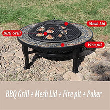 Garden Fire Pit Grill Bowl Grill Barbecue Rack Outdoor Fire Pit Garden Wood Burning Fire Bowl, Portable Outdoor Heating Fireplace, Used for Outdoor Cooking and Campfire