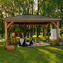 Backyard Discovery Barrington 14ft x 12ft Hip Roof Cedar Wood Gazebo Pavilion Light Brown