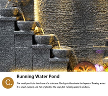 5.3ft Elegant Cement Waterfall Fountain, Indoor/Outdoor, Waterfalls Durable, Weatherproof Home Decor, Garden, Lawn, Lobby, Entryway, LED Lights,Office,Restaurant, Balcony, Dark Gray, Housewarming Gift