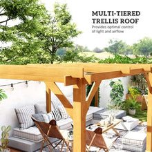 Outsunny 20' x 10' Outdoor Pergola Wood Gazebo Dark Brown