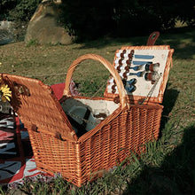 Storage Basket,Wicker Picnic Sets with Utensils Cutlery, Hand Woven Willow Hamper for 4 Persons, for Family,Party,Outdoor,Camping