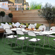 Elevon Folding Table Set with 10 White Folding Chairs,8 Feet Heavy Duty Fold-in-Half Utility Table Sets for Picnic, Event, Training, Outdoor Activities, at Home and Commercial Use