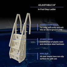 Adjustable 24 Inch in-Pool Step Ladder for 46‑60‑in Wall Height Pools