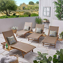 Great Deal Furniture Outdoor Wicker and Wood Chaise Lounge Set of 4 Brown Teak Finish