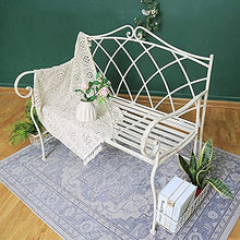 HHHJQFAAT Park Terrace Bench Outdoor Benches Weatherproof and Rust-Proof Cast Iron Retro Garden Bench 2-Seater Courtyard Bench with Storage Basket