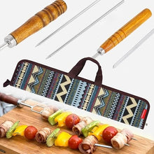 NYTFHMS Stainless Steel BBQ Skewers Outdoor Portable Needle Stick Fork Set Wooden Handle Picnic Tool