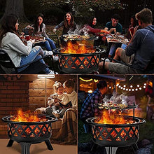 BBQ Grill Outdoor Outdoor Fire Pit, Firepit Brazier Garden BBQ Cooking Grill Round Stove Patio Heater Height Adjustable BBQ