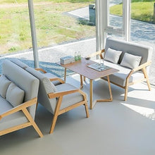 JOSOGO 3-Piece Outdoor Indoor Seating Set, Water-Resistant Solid Wood Frame with Fade-Proof Light Gray Cushions for Garden & Reading Nook(1)