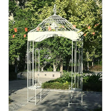 Outdoor Arch Trellis with Arched Bench, Wrought Iron Stand, Garden Decor for Courtyards, Villas, and Homes(B)