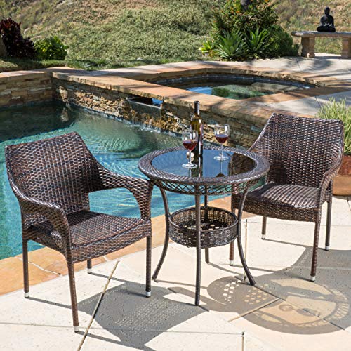 Christopher Knight Home Mirage 3 Piece Outdoor Bistro Set Brown