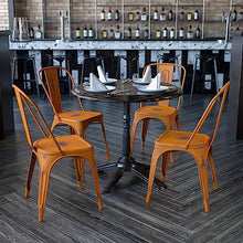 Flash Furniture Metal Indoor/Outdoor Stackable Chair, Orange, 4-Pack