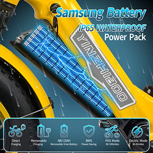 YinZhiBoo Electric Bike for Adults 750W Motor Ebike 20" x 4.0 Fat Tire Step-Thru Electric Bicycle Yellow