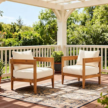 Merax Set of 2 Outdoor Acacia Wood Frame 2pcs Chairs with Cushions for Patio,Garden