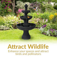 Sunnydaze 43” Flower Blossom 3-Tier Outdoor Water Fountain, Electric, Black