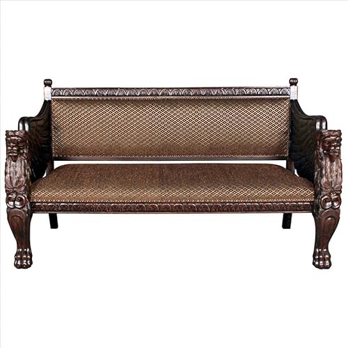 Design Toscano Lord Raffles Winged Lion Settee Bench Mahogany