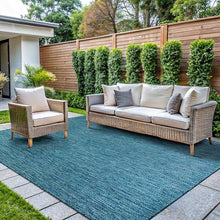 CAMILSON Outdoor Rug 10x14 Modern Area Rugs for Large Indoor and Outdoor Patios and Porches - Waterproof, Washable, Non-Shedding, Easy-to-Clean Outside Carpet (10 x 14, Solid - Aqua)